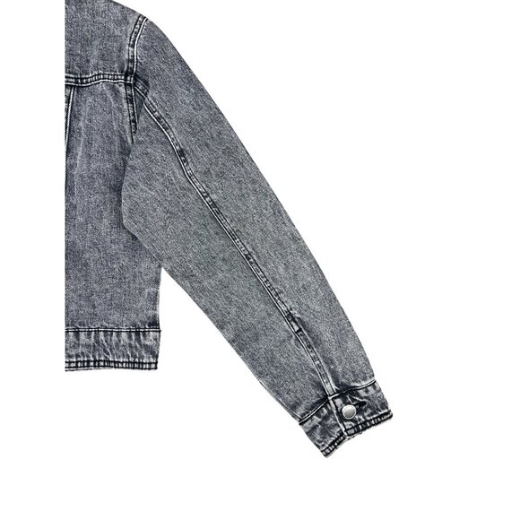 Rebecca Minkoff Womens Cropped Black Denim Jacket W/ Button Front Size Medium - Picture 14 of 14